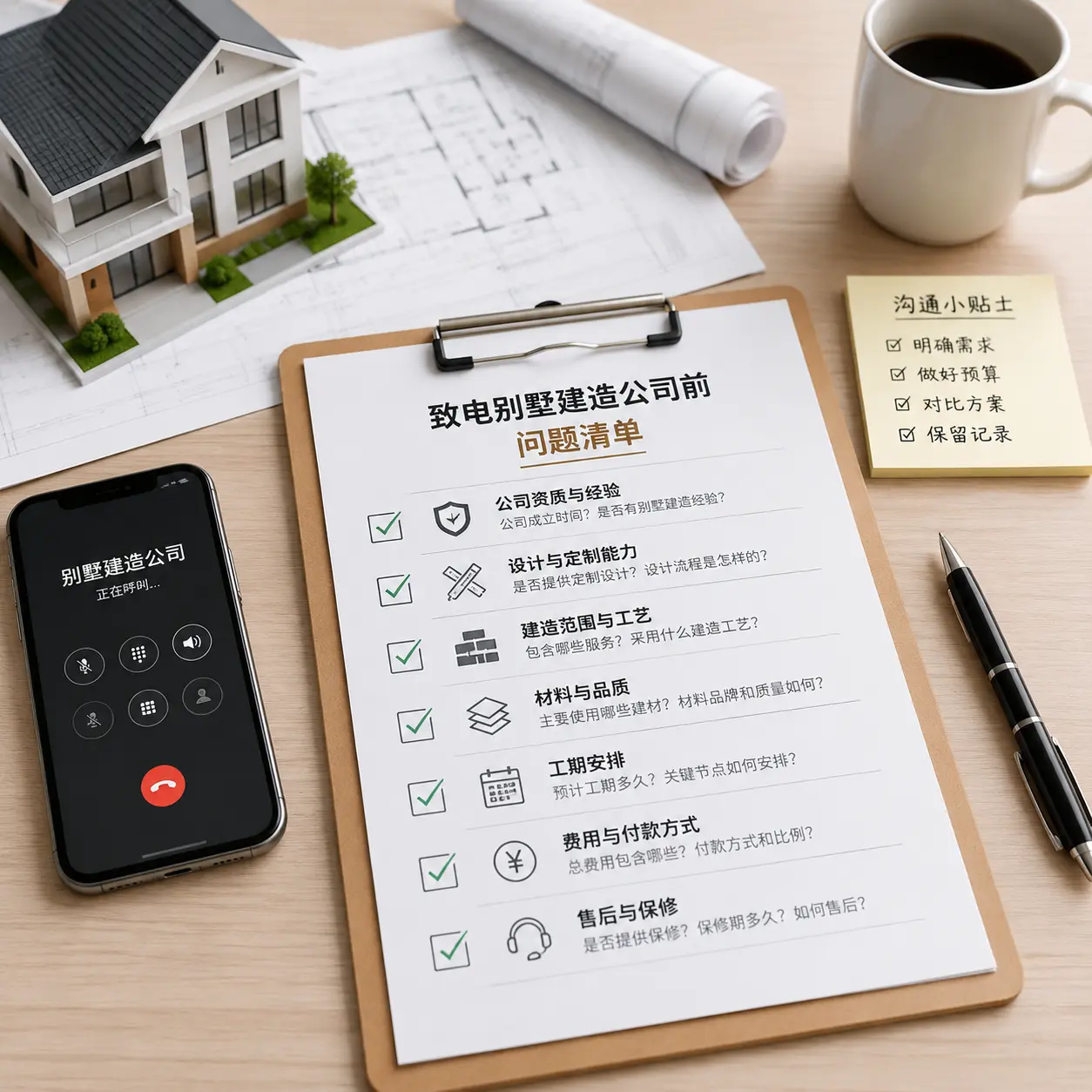 在遵义拨打别墅建造公司电话前的准备工作